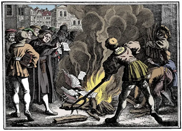 Framed Print : Martin Luther burning the Papal Bull, 1520 Framed Print : Martin Luther burning the Papal Bull, 1520