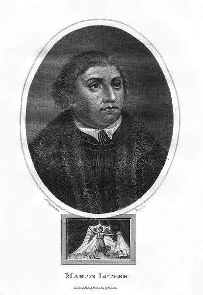 Martin Luther, German theologian, Augustinian monk, and ecclesiastical reformer, 1814. Artist: J Chapman