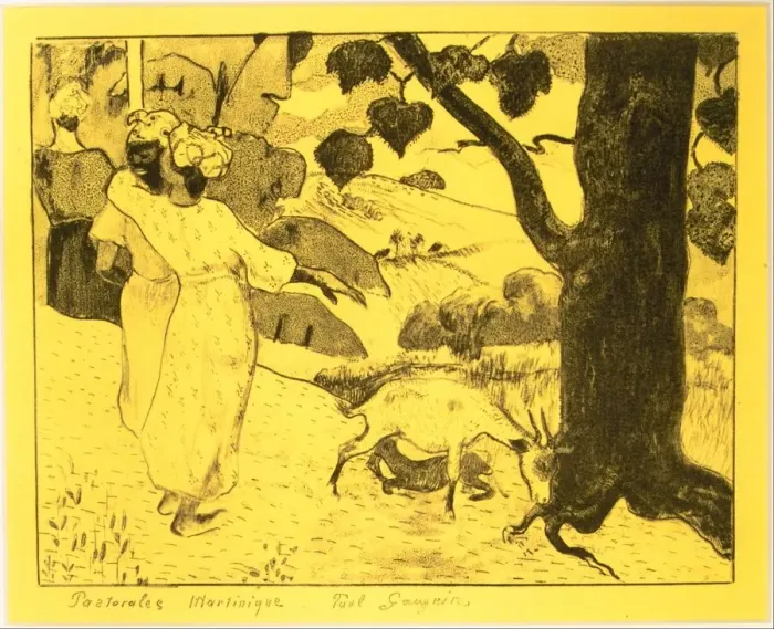 Framed Print : Martinique Pastorals, from the Volpini Suite: Dessins lithographiques, 1889. 1889 Framed Print : Martinique Pastorals, from the Volpini Suite: Dessins lithographiques, 1889. 1889