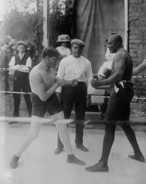 Framed Print : Marty Cutler, Burns, Jack Johnson, between c1910 and c1915. Creator: Bain News Service Framed Print : Marty Cutler, Burns, Jack Johnson, between c1910 and c1915. Creator: Bain News Service