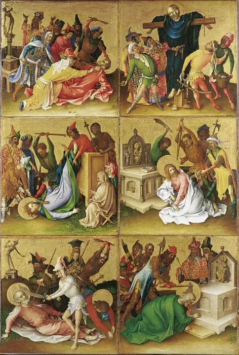 Framed Print : Martyrdom of the Apostles. Right panel. Artist: Lochner, Stephan (ca 1400 / 10-1451) Framed Print : Martyrdom of the Apostles. Right panel. Artist: Lochner, Stephan (ca 1400 / 10-1451)