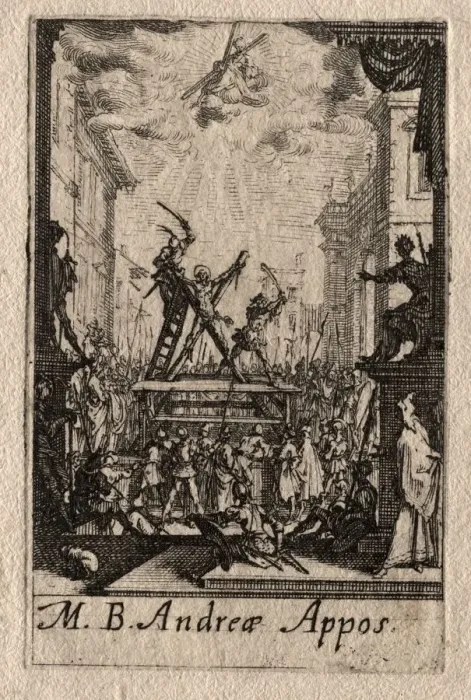Framed Print : The Martyrdom of the Apostles: St. Andrew. Creator: Jacques Callot (French, 1592-1635) Framed Print : The Martyrdom of the Apostles: St. Andrew. Creator: Jacques Callot (French, 1592-1635)