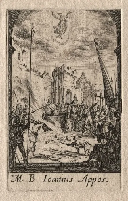 Framed Print : The Martyrdom of the Apostles: St. John the Evangelist. Creator: Jacques Callot (French Framed Print : The Martyrdom of the Apostles: St. John the Evangelist. Creator: Jacques Callot (French