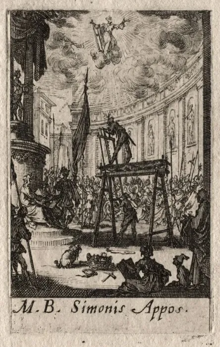 Framed Print : The Martyrdom of the Apostles: St. Simon. Creator: Jacques Callot (French, 1592-1635) Framed Print : The Martyrdom of the Apostles: St. Simon. Creator: Jacques Callot (French, 1592-1635)