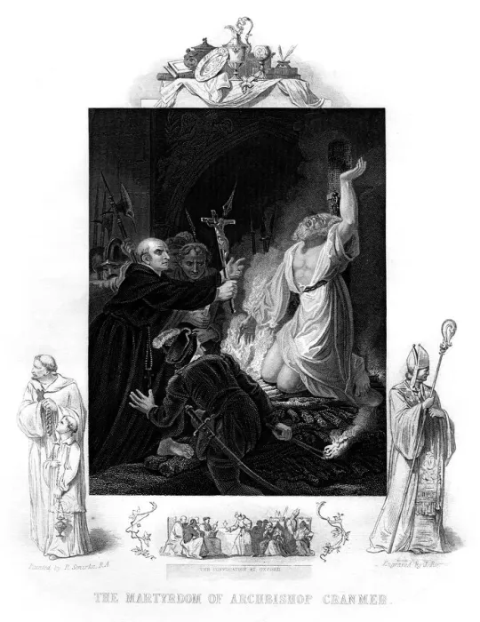 Framed Print : The Martyrdom of Archbishop Cranmer, 1556, (1877). Artist: J Rogers Framed Print : The Martyrdom of Archbishop Cranmer, 1556, (1877). Artist: J Rogers