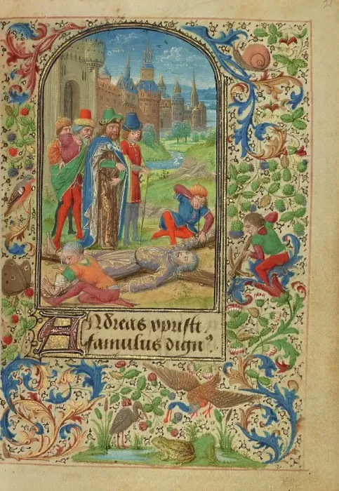 Framed Print : The Martyrdom of Saint Andrew; Prayer Book of Charles the Bold, 1469. Creator: Lieven van Lathem Framed Print : The Martyrdom of Saint Andrew; Prayer Book of Charles the Bold, 1469. Creator: Lieven van Lathem