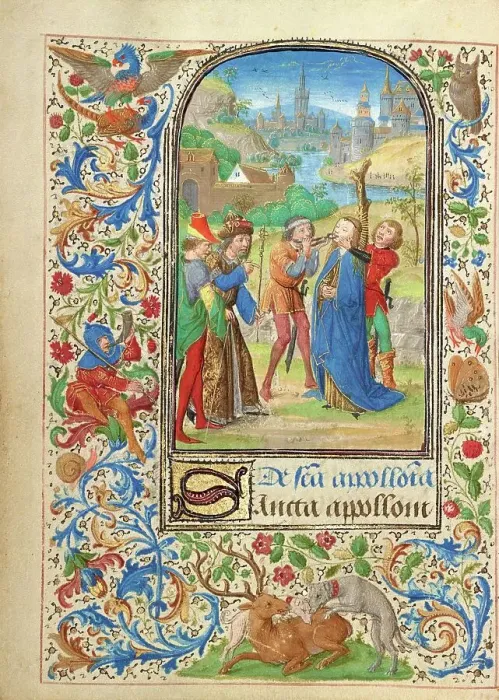 Framed Print : The Martyrdom of Saint Apollonia; Prayer Book of Charles the Bold, 1469. Creator: Lieven van Lathem Framed Print : The Martyrdom of Saint Apollonia; Prayer Book of Charles the Bold, 1469. Creator: Lieven van Lathem