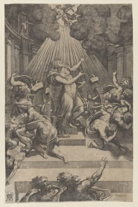 Framed Print : The Martyrdom of Saint Catherine, 1563. Creator: Mario Cartaro Framed Print : The Martyrdom of Saint Catherine, 1563. Creator: Mario Cartaro