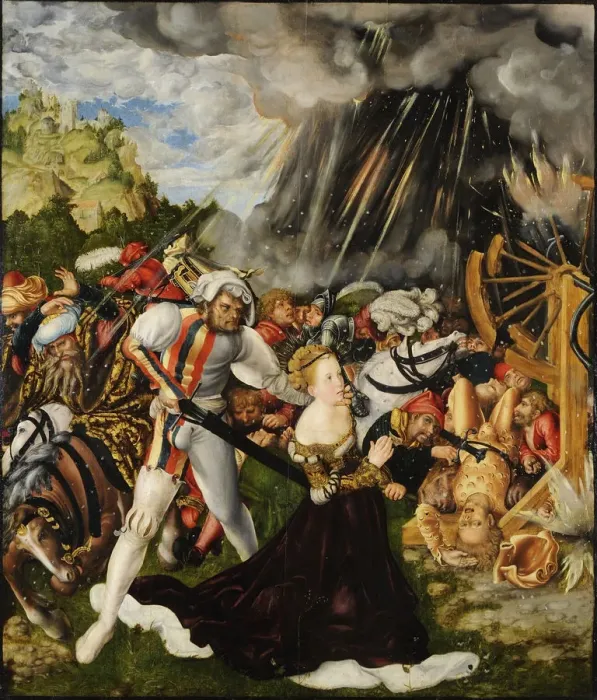 Framed Print : The Martyrdom of Saint Catherine. Artist: Cranach, Lucas, the Elder (1472-1553) Framed Print : The Martyrdom of Saint Catherine. Artist: Cranach, Lucas, the Elder (1472-1553)
