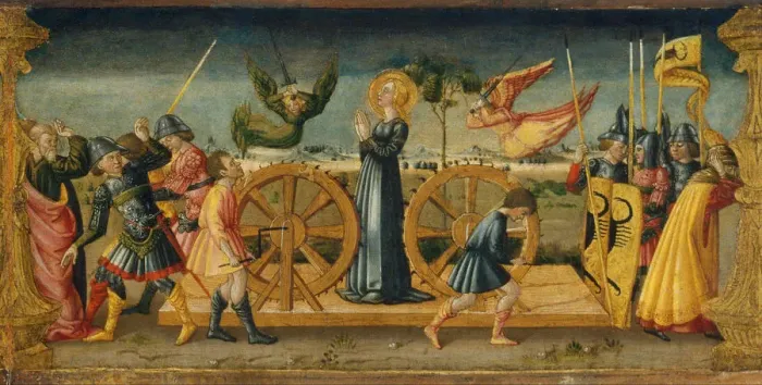Framed Print : The Martyrdom of Saint Catherine. Artist: Neri di Bicci (1418-1492) Framed Print : The Martyrdom of Saint Catherine. Artist: Neri di Bicci (1418-1492)