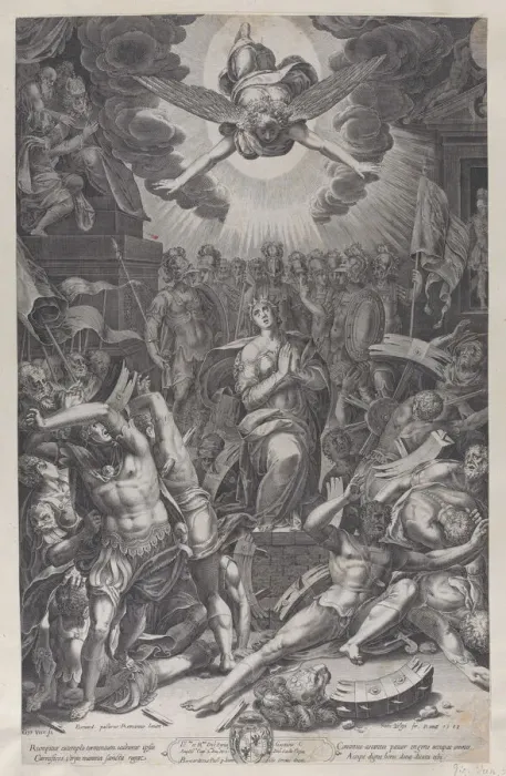 Framed Print : Martyrdom of Saint Catherine, after Bernardino Passari, 1588. Creator: Gijsbert Van Veen Framed Print : Martyrdom of Saint Catherine, after Bernardino Passari, 1588. Creator: Gijsbert Van Veen