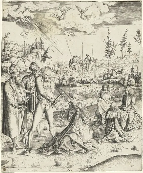 Framed Print : The Martyrdom of Saint Catherine, c. 1500. Creator: Master MZ Framed Print : The Martyrdom of Saint Catherine, c. 1500. Creator: Master MZ