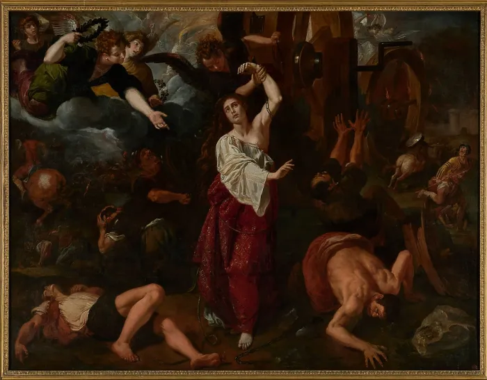 Framed Print : The Martyrdom of Saint Catherine, c1617. Creator: Castello, Vicent (1585-1636) Framed Print : The Martyrdom of Saint Catherine, c1617. Creator: Castello, Vicent (1585-1636)