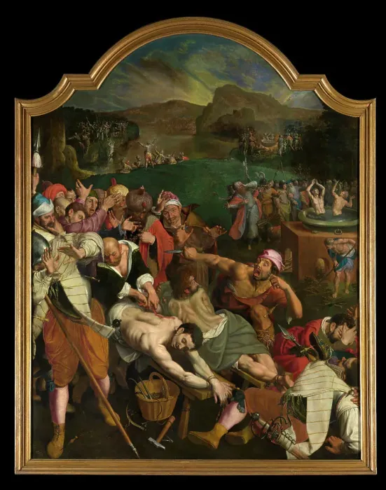 Framed Print : The Martyrdom of Saint Crispin and Saint Crispinian, c1570-1590s. Creator: Ambrosius Francken I Framed Print : The Martyrdom of Saint Crispin and Saint Crispinian, c1570-1590s. Creator: Ambrosius Francken I