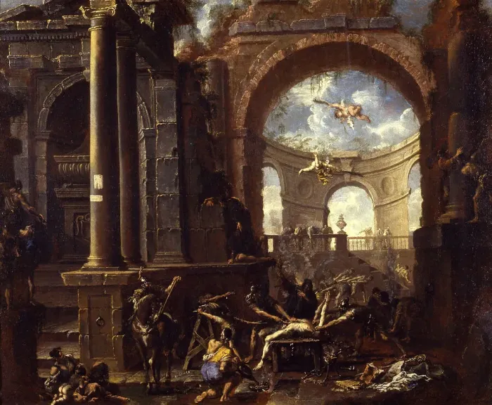 Framed Print : The Martyrdom of Saint Erasmus. Creator: Magnasco, Alessandro (1667-1749)
