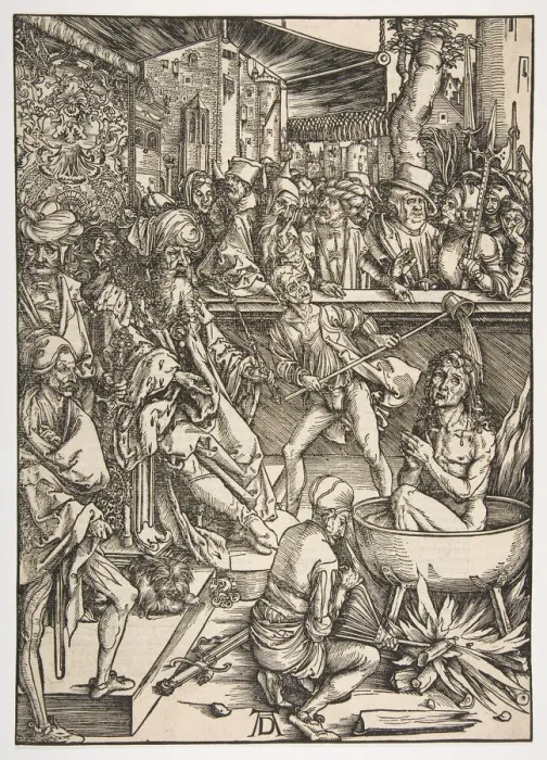 Framed Print : The Martyrdom of Saint John, from The Apocalypse, Latin Edition 1511, ca. 1496 Framed Print : The Martyrdom of Saint John, from The Apocalypse, Latin Edition 1511, ca. 1496