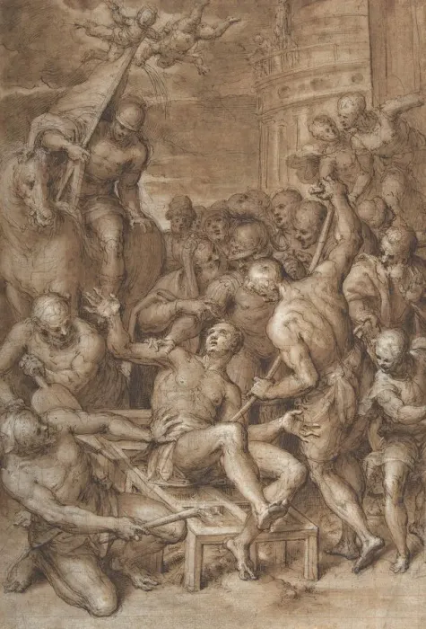 Framed Print : The Martyrdom of Saint Lawrence, 1580s-early 1590s. Creator: Aurelio Luini Framed Print : The Martyrdom of Saint Lawrence, 1580s-early 1590s. Creator: Aurelio Luini