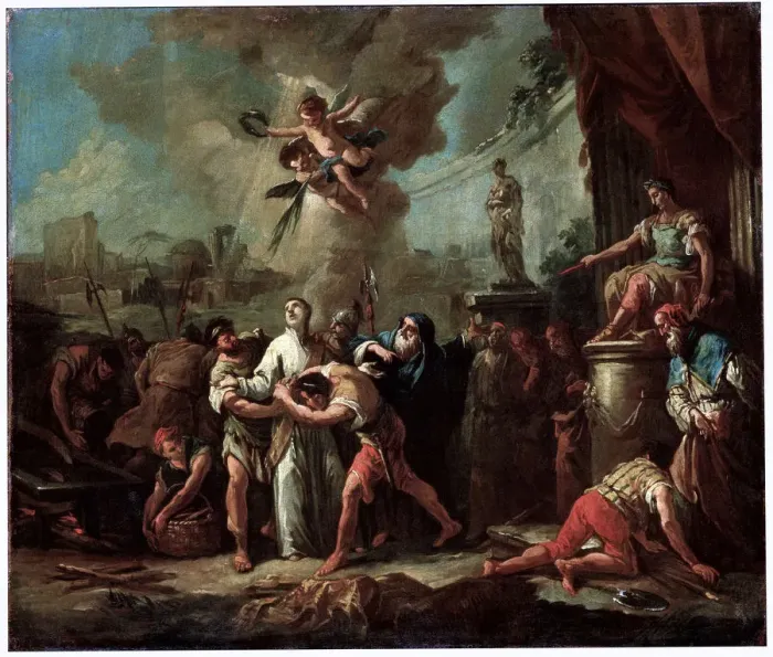Framed Print : The Martyrdom of Saint Lawrence, 18th century. Artist: Gaspare Diziani Framed Print : The Martyrdom of Saint Lawrence, 18th century. Artist: Gaspare Diziani