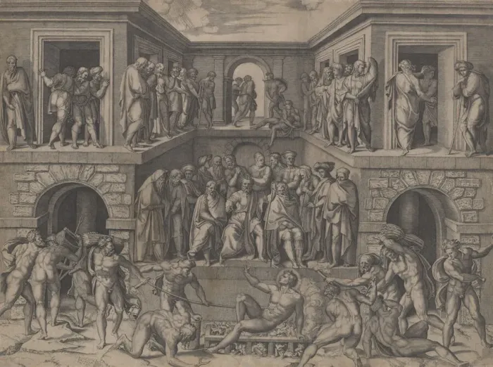 Framed Print : The Martyrdom of Saint Lawrence, after Bandinelli, ca. 1520 Framed Print : The Martyrdom of Saint Lawrence, after Bandinelli, ca. 1520