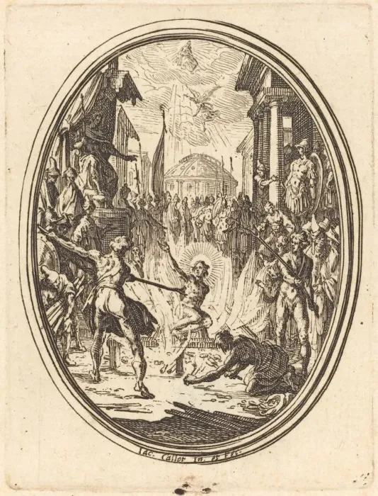 Framed Print : The Martyrdom of Saint Lawrence. Creator: Jacques Callot Framed Print : The Martyrdom of Saint Lawrence. Creator: Jacques Callot