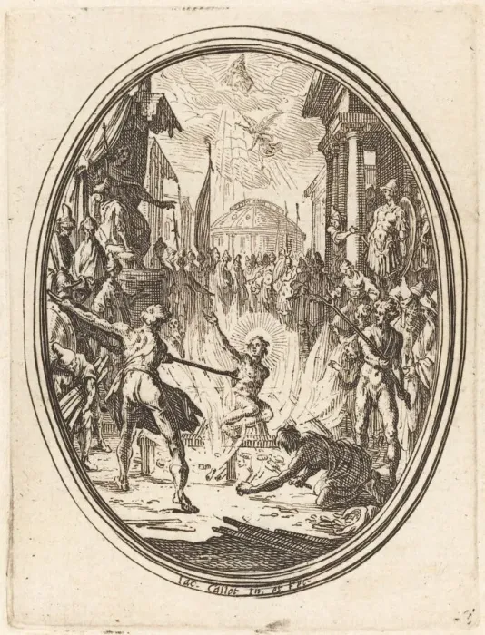 Framed Print : The Martyrdom of Saint Lawrence. Creator: Jacques Callot Framed Print : The Martyrdom of Saint Lawrence. Creator: Jacques Callot