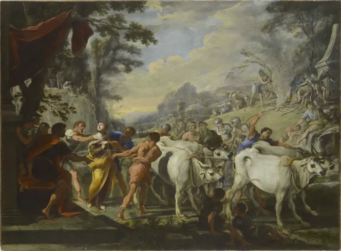 Framed Print : The Martyrdom of Saint Lucia, um 1640-1650. Creator: Gargiulo, Domenico (1609-1675) Framed Print : The Martyrdom of Saint Lucia, um 1640-1650. Creator: Gargiulo, Domenico (1609-1675)