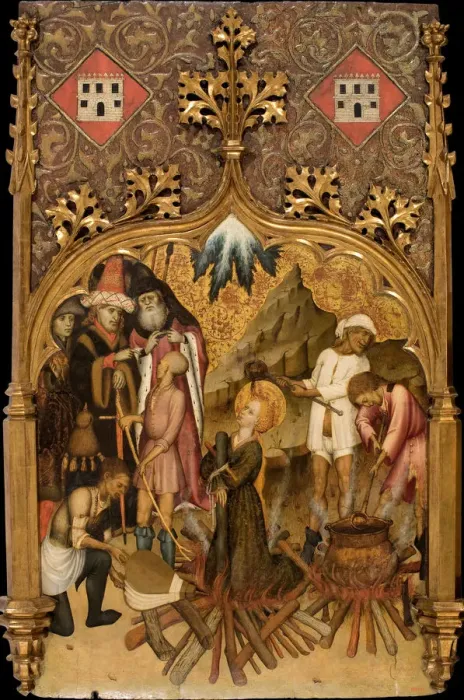 Framed Print : The Martyrdom of Saint Lucy, c. 1440. Artist: Martorell, Bernat, the Elder (1390-1452) Framed Print : The Martyrdom of Saint Lucy, c. 1440. Artist: Martorell, Bernat, the Elder (1390-1452)