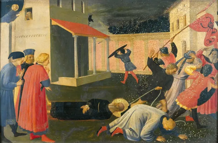 Framed Print : The Martyrdom of Saint Mark (Predella of the Tabernacle of the Linaioli), ca. 1433. Creator: Angelico, Fra Giovanni, da Fiesole (ca. 1400-1455) Framed Print : The Martyrdom of Saint Mark (Predella of the Tabernacle of the Linaioli), ca. 1433. Creator: Angelico, Fra Giovanni, da Fiesole (ca. 1400-1455)