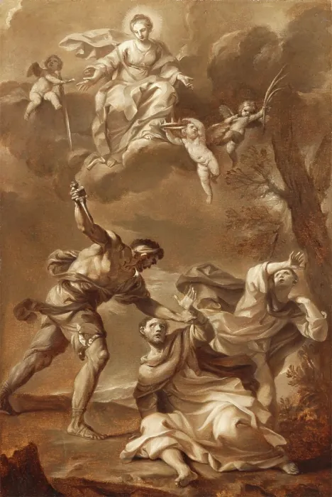 Framed Print : Martyrdom of Saint Peter Martyr, c1727. Creator: Felice Torelli