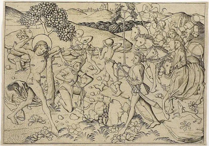Framed Print : The Martyrdom of Saint Sebastian, 1450-60. Creator: Master ES