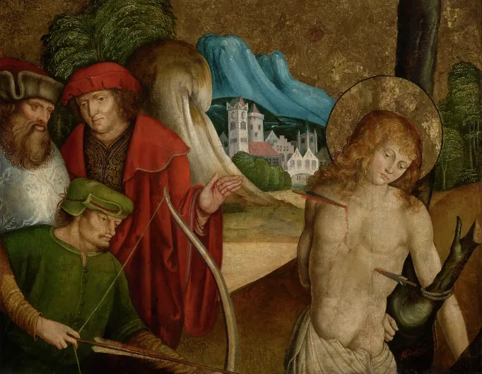 Framed Print : Martyrdom of Saint Sebastian, between 1500-1510. Creator: Master of Sigmaringen