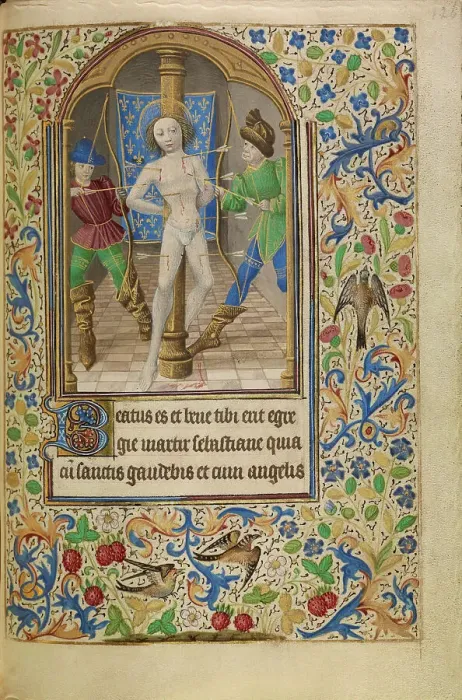 Framed Print : The Martyrdom of Saint Sebastian; Book of Hours, about 1466-1470. Creator: Master of Jacques of Luxembourg Framed Print : The Martyrdom of Saint Sebastian; Book of Hours, about 1466-1470. Creator: Master of Jacques of Luxembourg