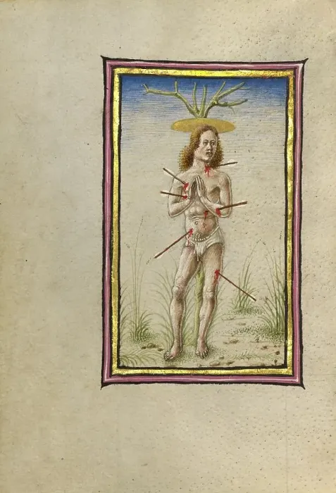 Framed Print : The Martyrdom of Saint Sebastian; Gualenghi-d'Este Hours, about 1469. Creator: Taddeo Crivelli Framed Print : The Martyrdom of Saint Sebastian; Gualenghi-d'Este Hours, about 1469. Creator: Taddeo Crivelli
