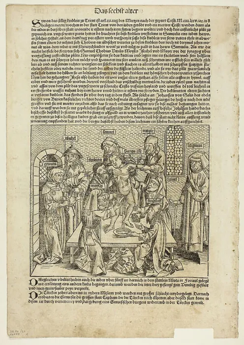 Framed Print : The Martyrdom of Saint Simon of Trent from Schedel Weltchronik (Schedel's World... 1929. Creator: Michael Wolgemut) Framed Print : The Martyrdom of Saint Simon of Trent from Schedel Weltchronik (Schedel's World... 1929. Creator: Michael Wolgemut)