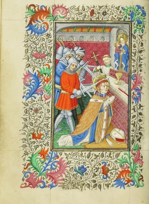 Framed Print : The Martyrdom of Saint Thomas Becket; Book of Hours, about 1430-1440. Creator: Fastolf Master Framed Print : The Martyrdom of Saint Thomas Becket; Book of Hours, about 1430-1440. Creator: Fastolf Master