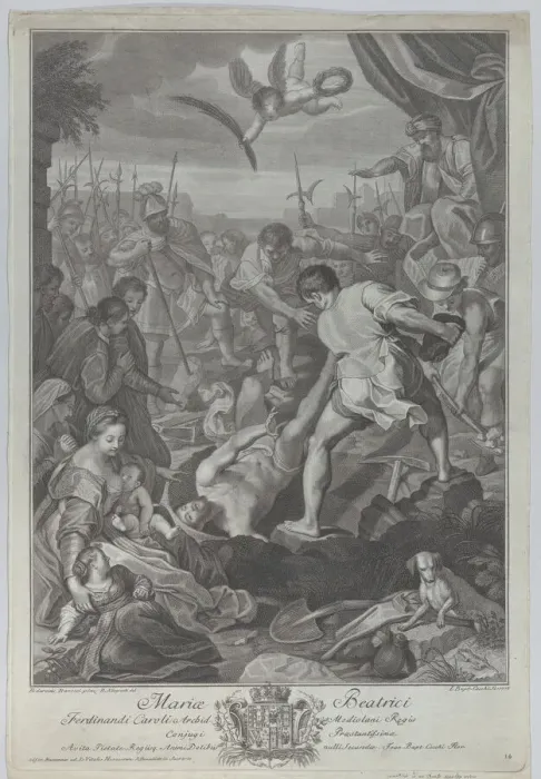 Framed Print : The martyrdom of Saint Vitalis of Milan, who is being buried alive, 1776 Framed Print : The martyrdom of Saint Vitalis of Milan, who is being buried alive, 1776