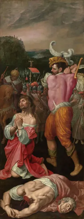 Framed Print : Martyrdom of saints Cosmas and Damianus, c1570-1590s. Creator: Ambrosius Francken I Framed Print : Martyrdom of saints Cosmas and Damianus, c1570-1590s. Creator: Ambrosius Francken I