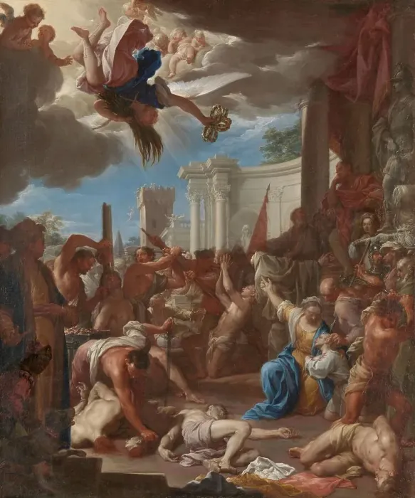 Framed Print : The Martyrdom of the Seven Sons of Saint Felicity, 1709. Creator: Francesco Trevisani Framed Print : The Martyrdom of the Seven Sons of Saint Felicity, 1709. Creator: Francesco Trevisani