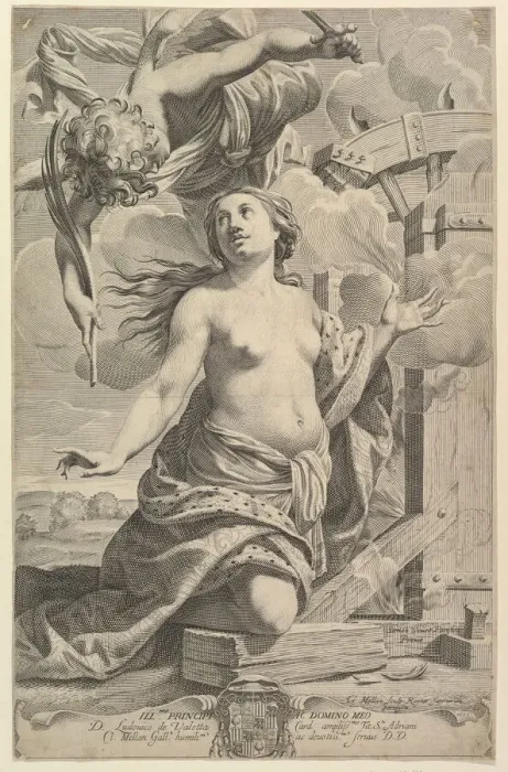 Framed Print : Martyrdom of St. Catherine, 1625. Creator: Claude Mellan Framed Print : Martyrdom of St. Catherine, 1625. Creator: Claude Mellan