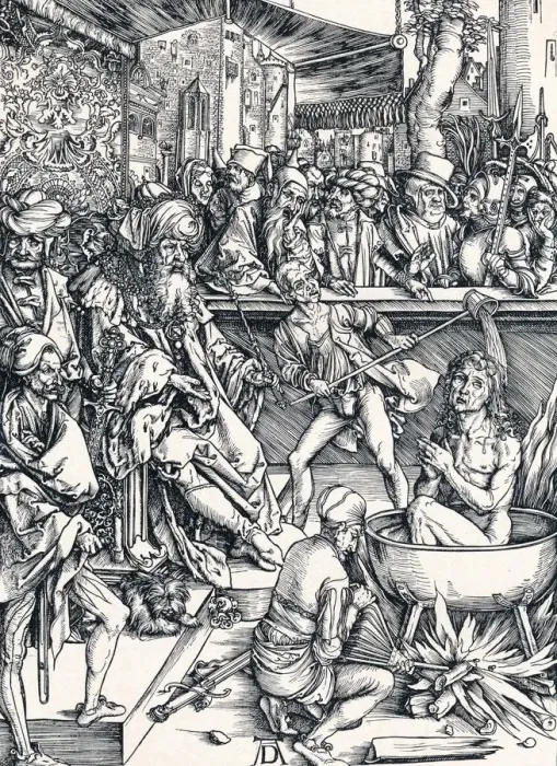 Framed Print : The Martyrdom of St John, 1498 (1906). Artist: Albrecht Durer Framed Print : The Martyrdom of St John, 1498 (1906). Artist: Albrecht Durer