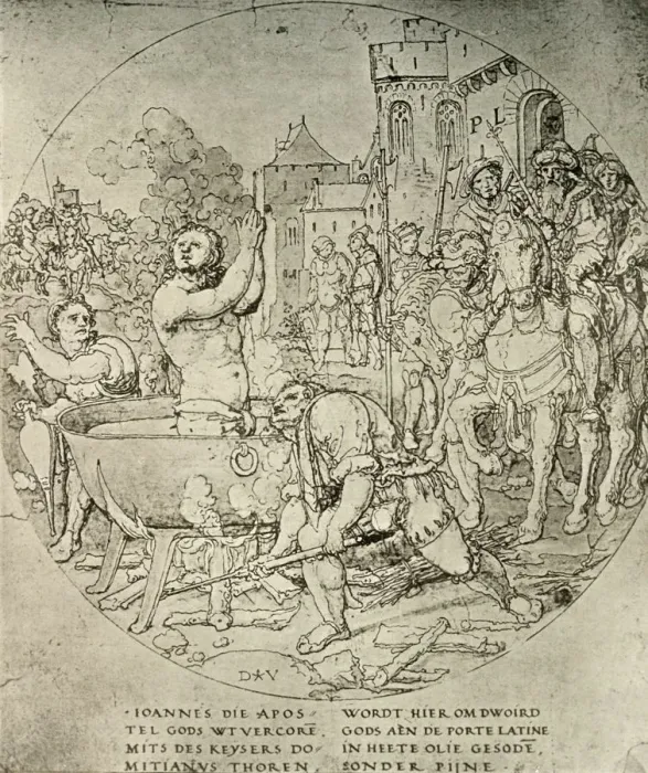 Framed Print : The Martyrdom of St John the Evangelist, c17th century, (1908). Creator: Unknown Framed Print : The Martyrdom of St John the Evangelist, c17th century, (1908). Creator: Unknown