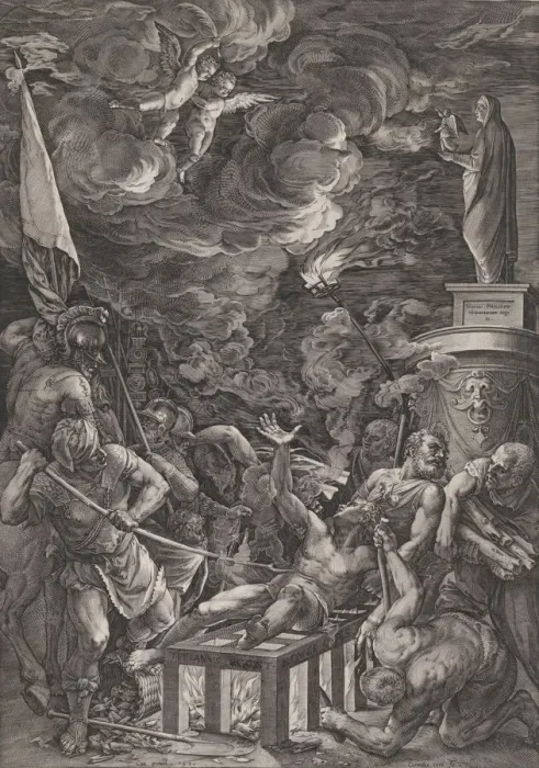 Framed Print : Martyrdom of St. Lawrence, 1571. Creator: Cornelis Cort Framed Print : Martyrdom of St. Lawrence, 1571. Creator: Cornelis Cort