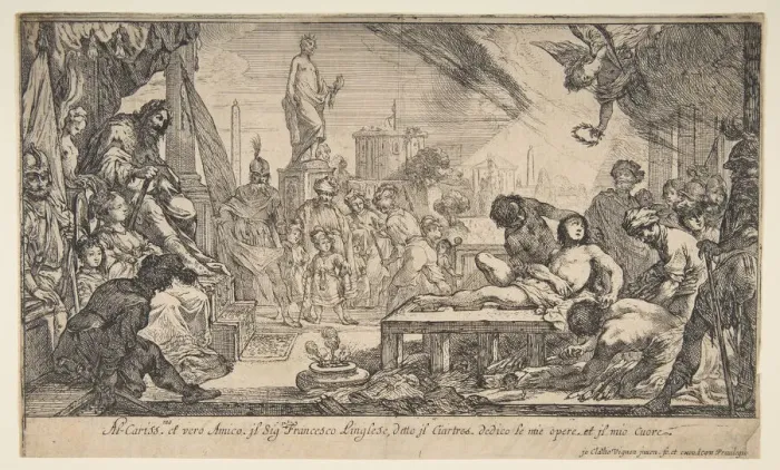 Framed Print : The Martyrdom of St. Lawrence, ca. 1627. Creator: Claude Vignon Framed Print : The Martyrdom of St. Lawrence, ca. 1627. Creator: Claude Vignon
