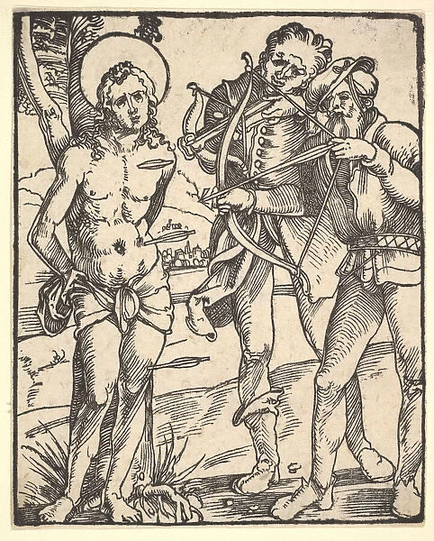 Martyrdom of St. Sebastian with Two Crossbow Men. Creator: Hans Baldung