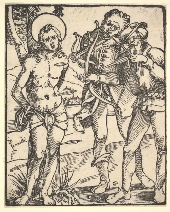 Framed Print : Martyrdom of St. Sebastian with Two Crossbow Men. Creator: Hans Baldung Framed Print : Martyrdom of St. Sebastian with Two Crossbow Men. Creator: Hans Baldung