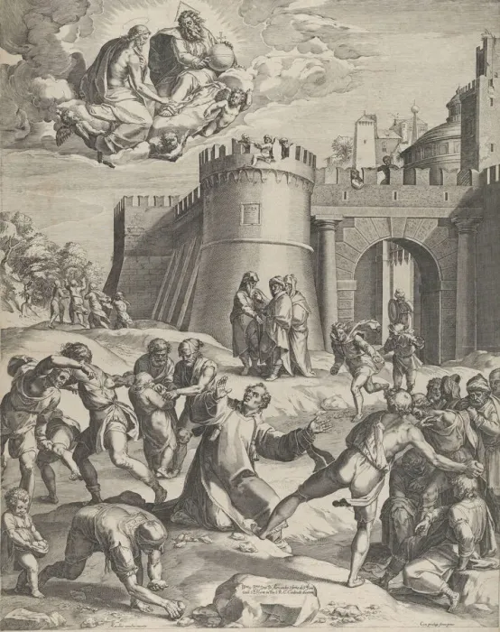 Framed Print : The Martyrdom of St Stephen, 1576. Creator: Cornelis Cort Framed Print : The Martyrdom of St Stephen, 1576. Creator: Cornelis Cort