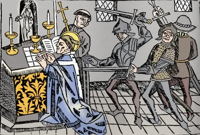 Framed Print : Martyrdom of St. Thomas of Canterbury, c1484. Artist: William Caxton Framed Print : Martyrdom of St. Thomas of Canterbury, c1484. Artist: William Caxton