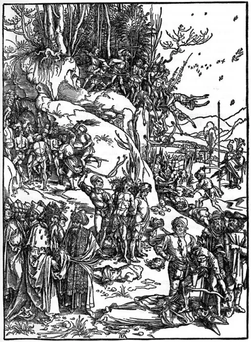 Framed Print : Martyrdom of the Ten Thousand Christians on Mt Ararat, 1495-1497, (1936). Artist: Albrecht Durer Framed Print : Martyrdom of the Ten Thousand Christians on Mt Ararat, 1495-1497, (1936). Artist: Albrecht Durer