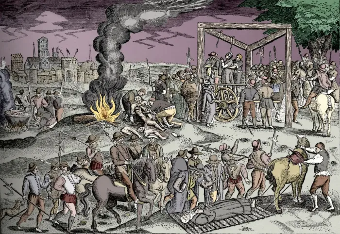Framed Print : Martyrs at Smithfield, London, c1600 (1904) Framed Print : Martyrs at Smithfield, London, c1600 (1904)