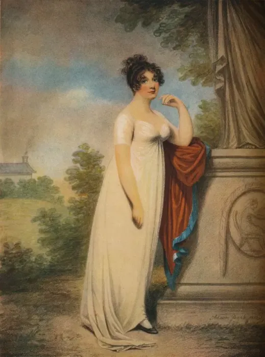 Framed Print : Mary Anne Clarke at the base of a statue, 1803. Artists: Mary Anne Clarke, Adam Buck Framed Print : Mary Anne Clarke at the base of a statue, 1803. Artists: Mary Anne Clarke, Adam Buck